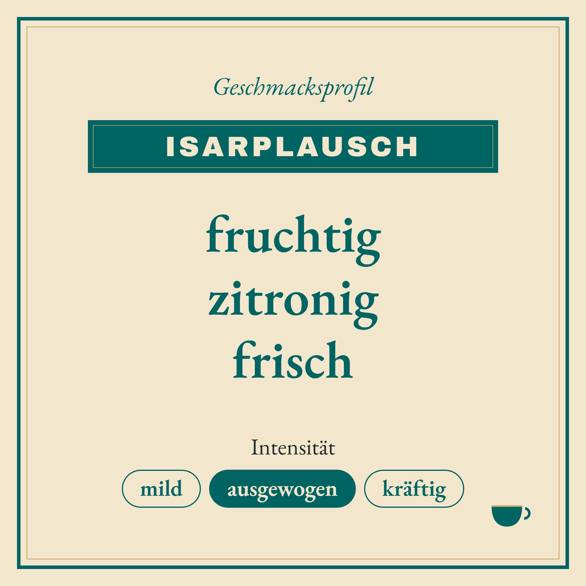 Geschmacksprofil Isarplausch: fruchtig, zitronig und frisch
