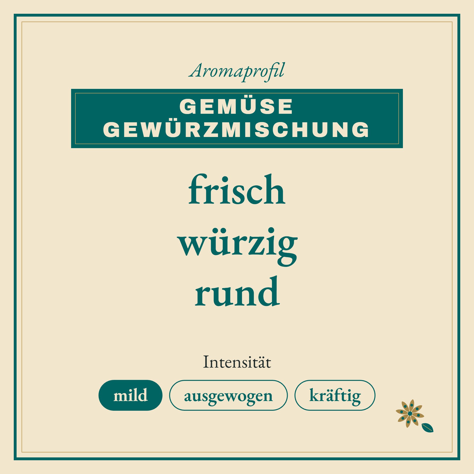Aromaprofil Gemüse Gewürzmischung: frisch, würzig und rund