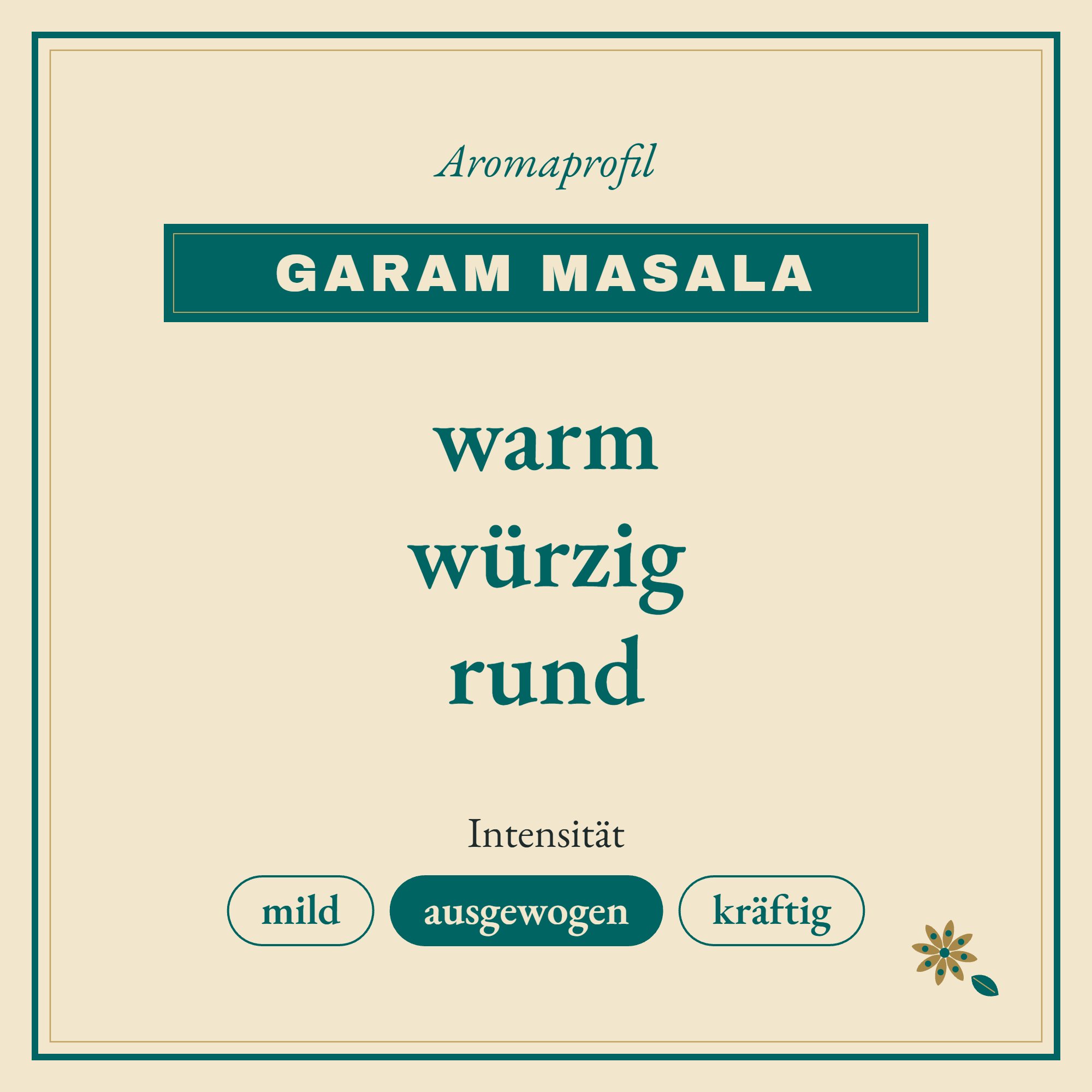 Aromaprofil Garam Masala: warm, würzig und rund