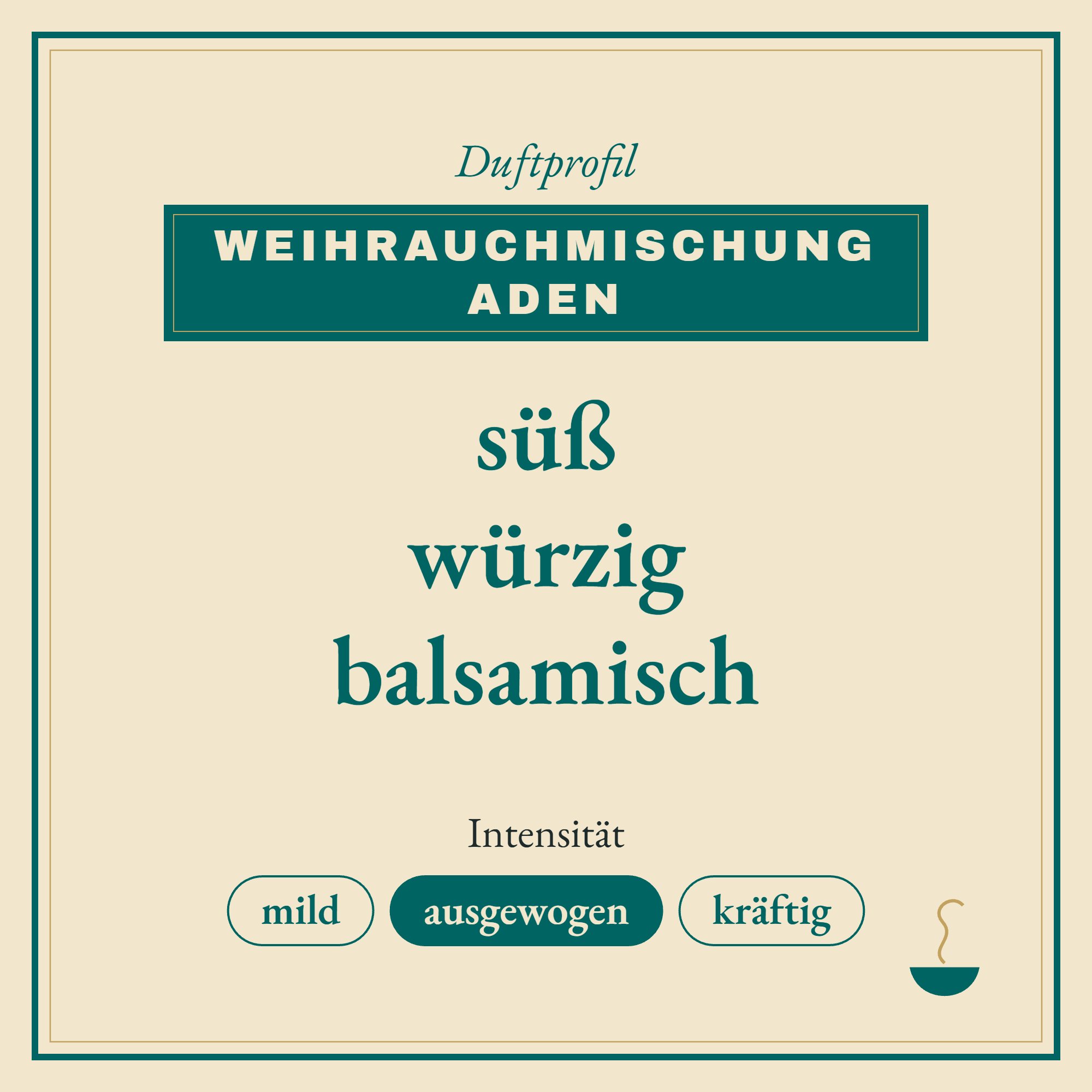 Duftprofil Weihrauchmischung Aden: süß, würzig und balsamisch