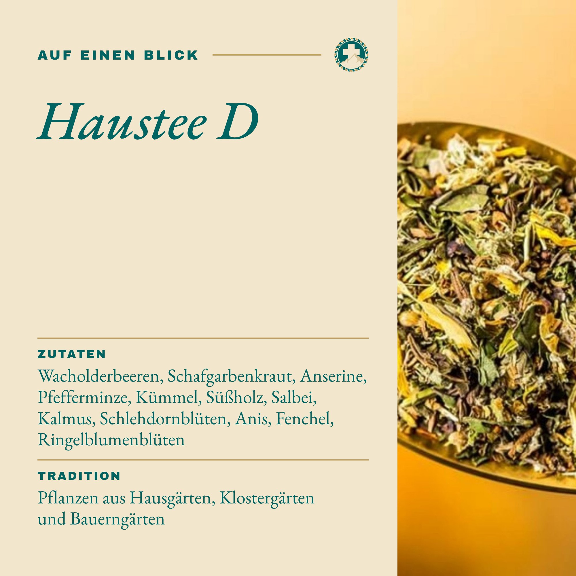 Haustee D auf einen Blick: Inhalt und Zutaten