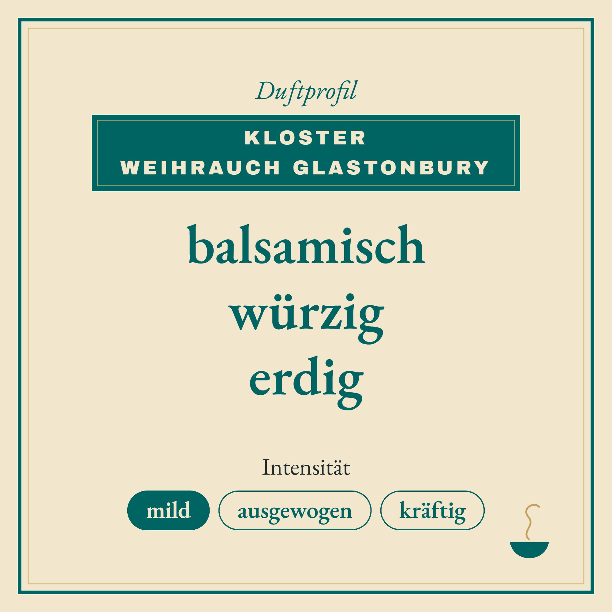 Duftprofil Kloster Weihrauch Glastonbury: balsamisch, würzig und erdig