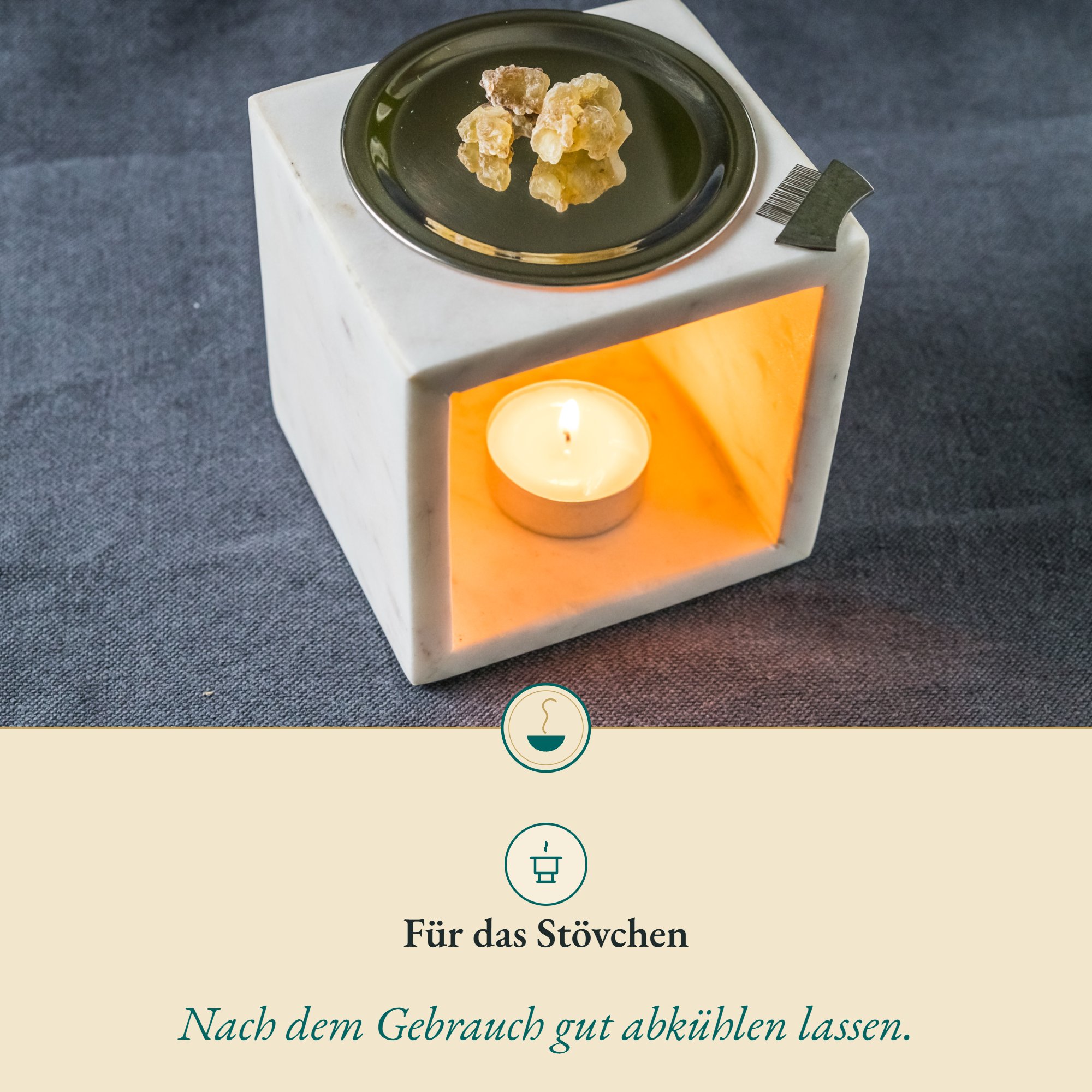 Anwendung Räucherplatte 9 cm: für das Stövchen