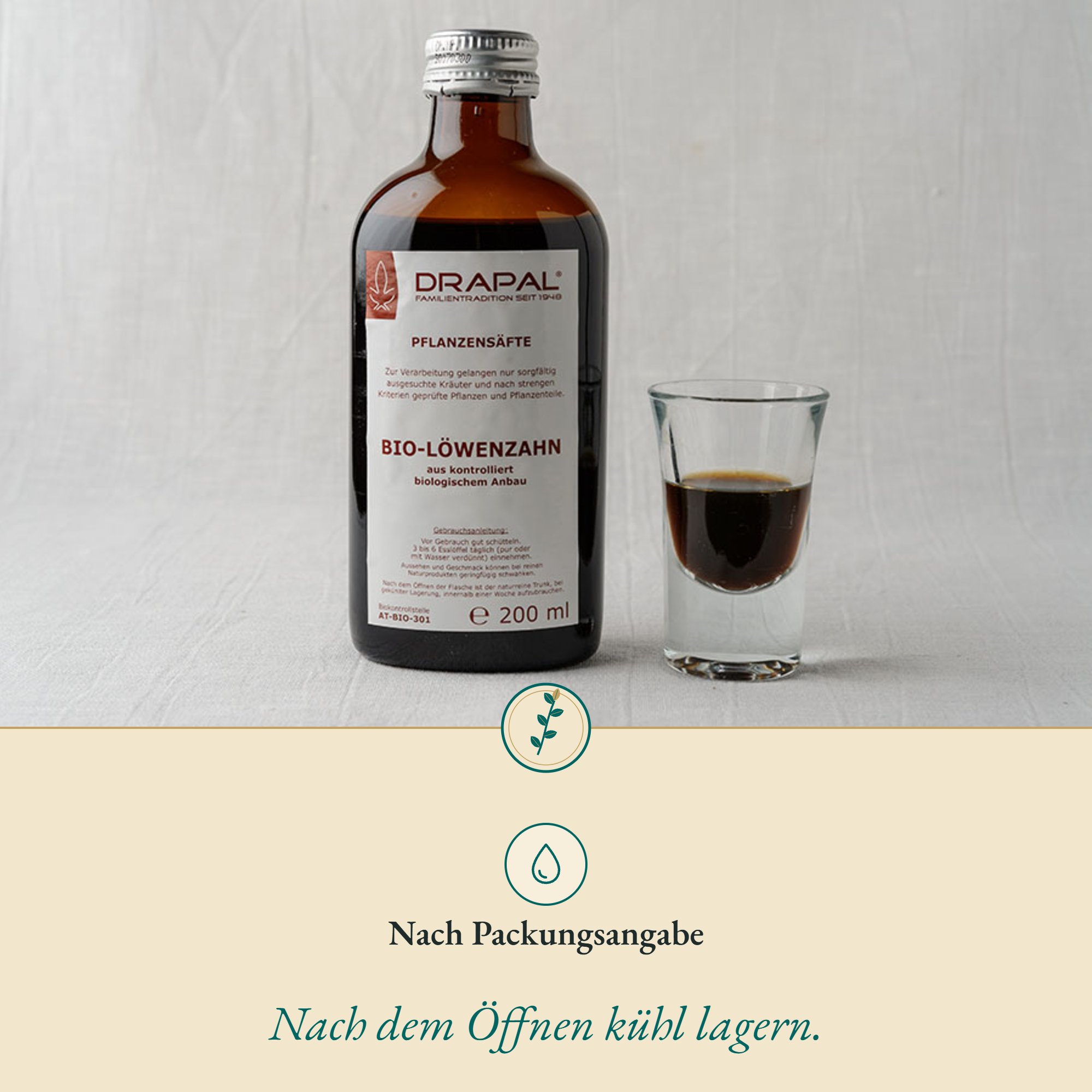Anwendung Löwenzahn Pflanzensaft Bio: nach Packungsangabe