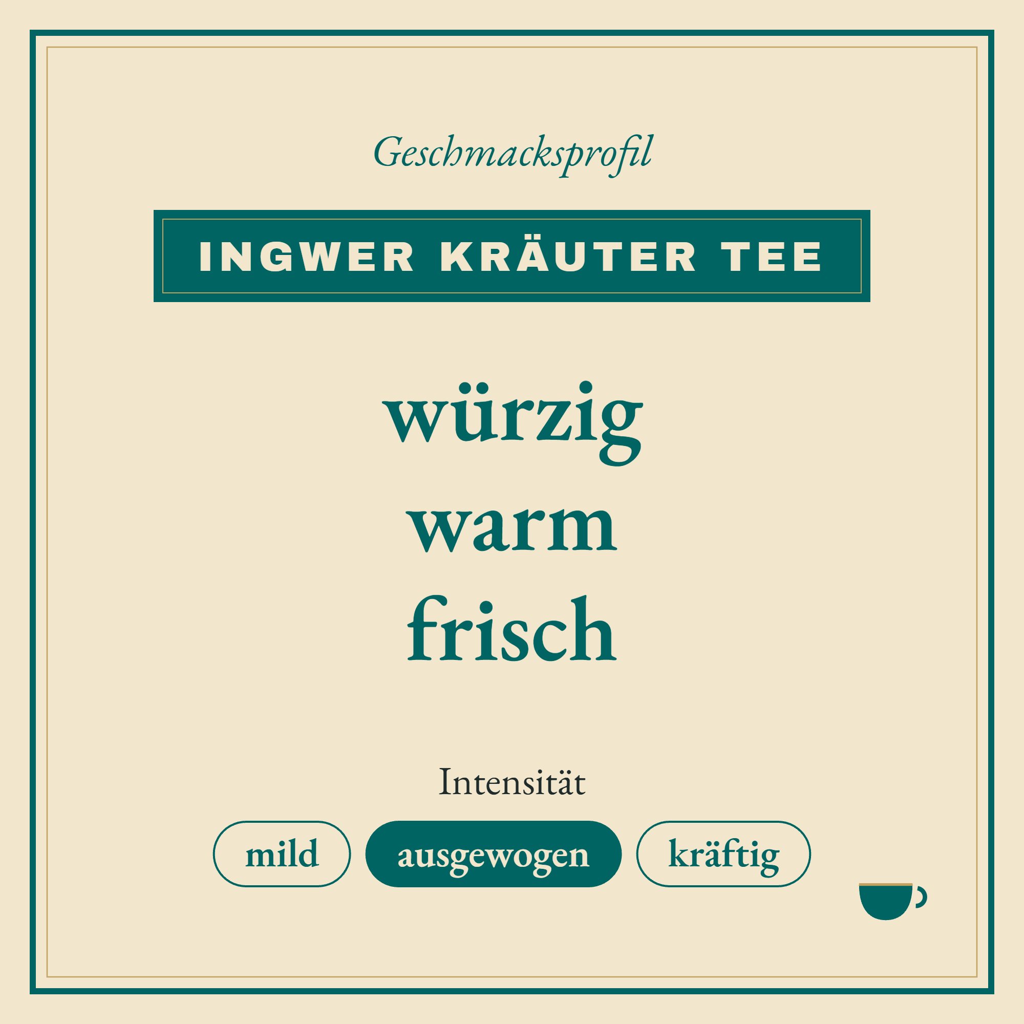 Geschmacksprofil Ingwer Kräuter Tee: würzig, warm und frisch