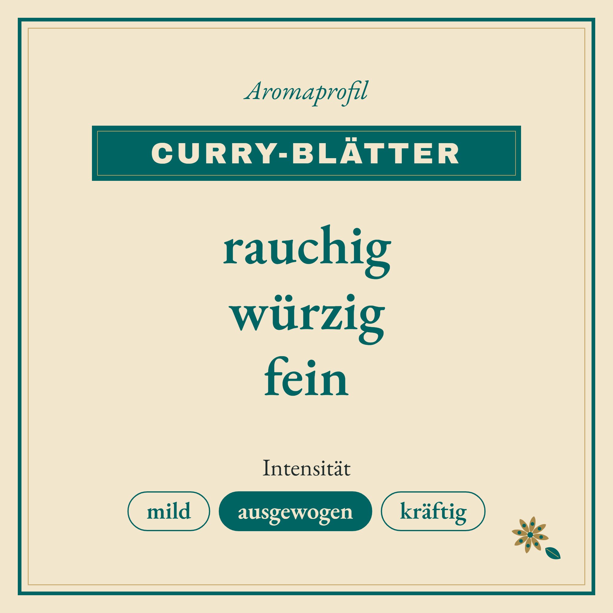 Aromaprofil Curry-Blätter: rauchig, würzig und fein