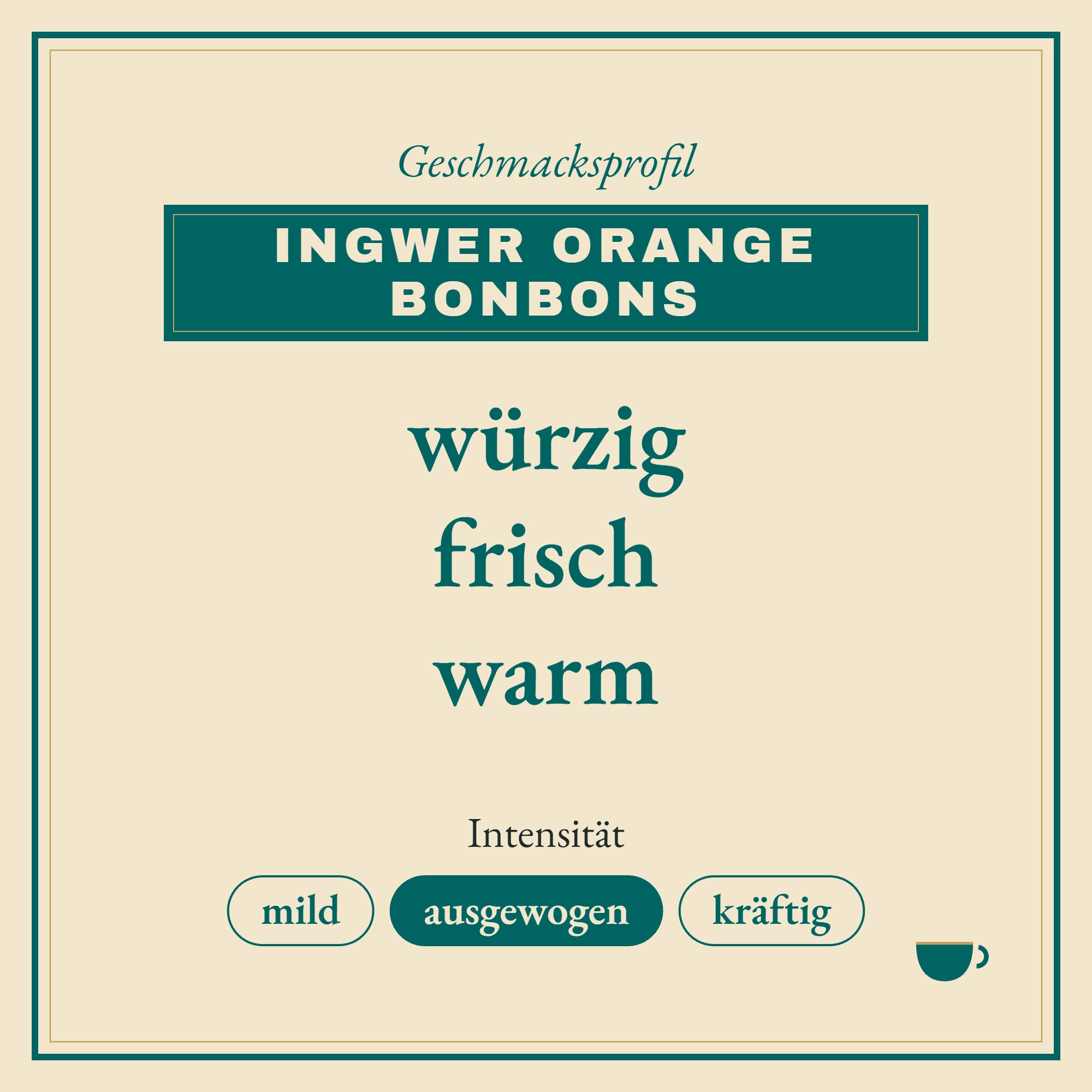 Geschmacksprofil Ingwer Orange Bonbons: würzig, frisch und warm