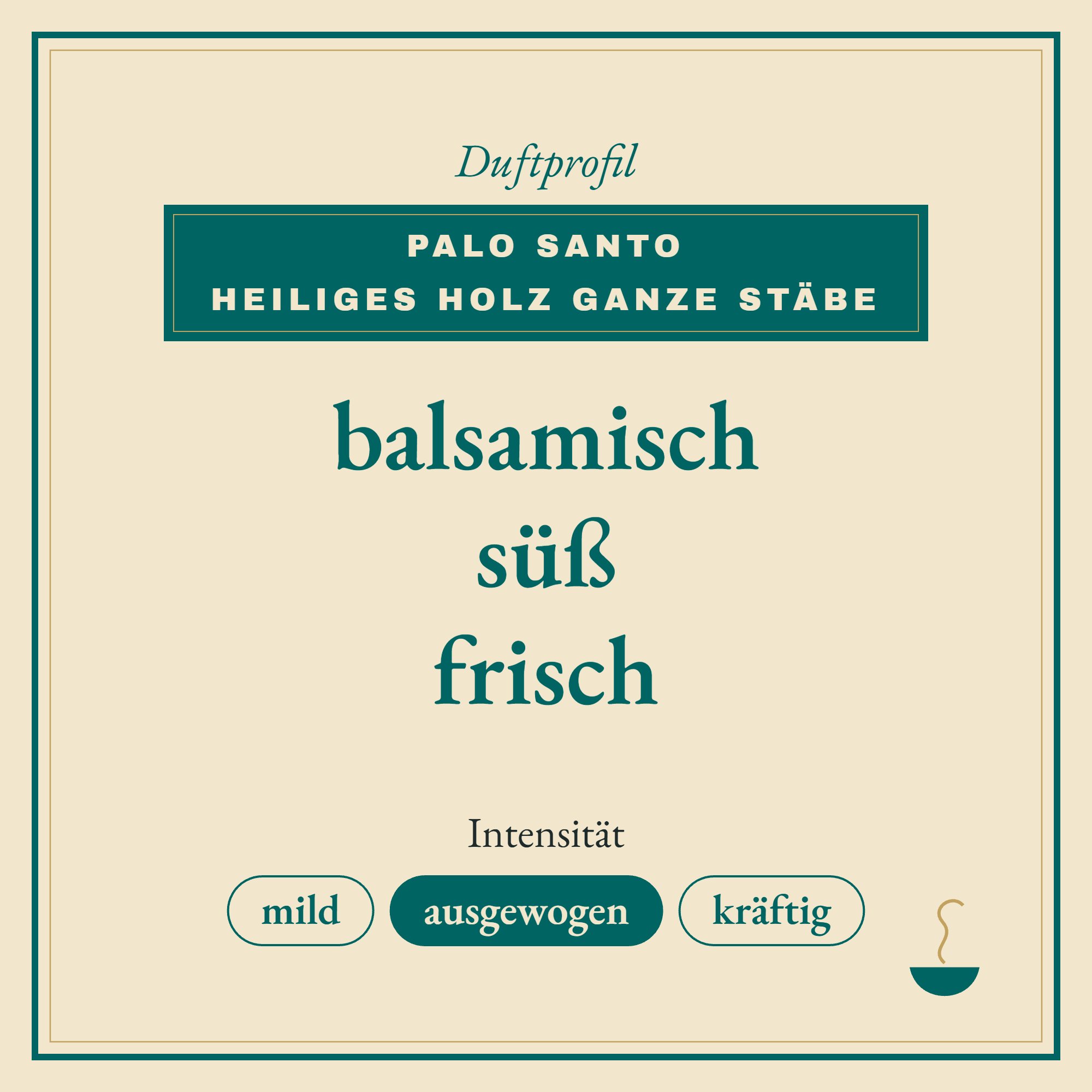 Duftprofil Palo Santo Heiliges Holz ganze Stäbe: balsamisch, süß und frisch