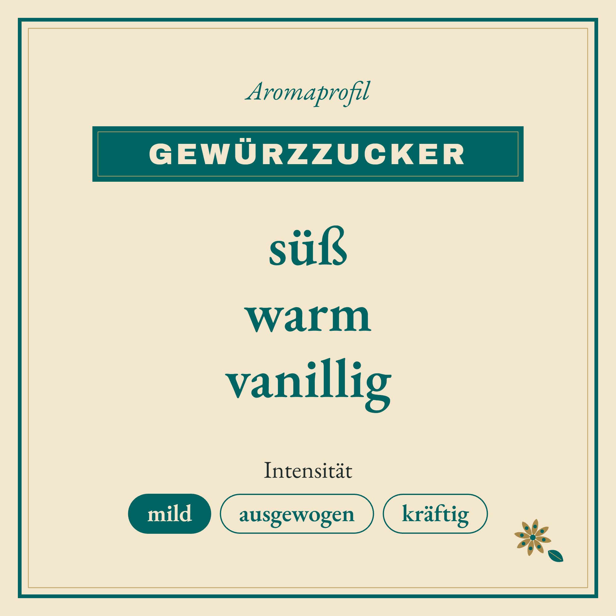Aromaprofil Gewürzzucker: süß, warm und vanillig