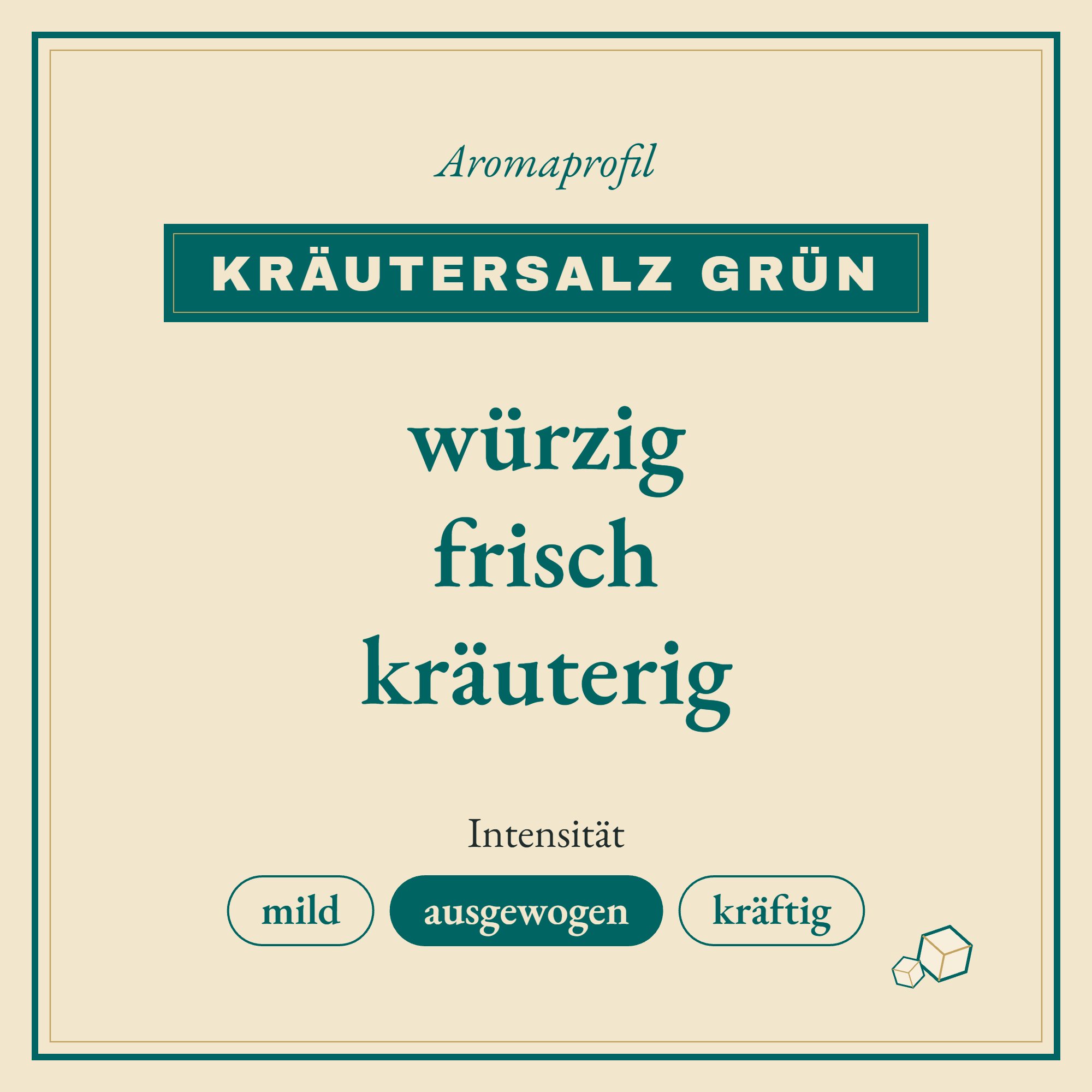 Aromaprofil Kräutersalz grün: würzig, frisch und kräuterig